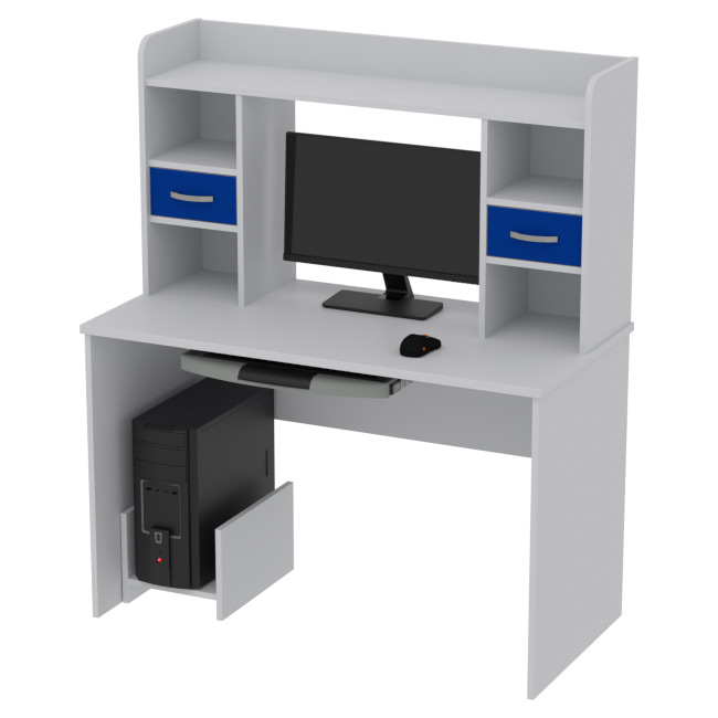 Компьютерный стол КП-СК-7 цвет Серый+Синий 120/60/141