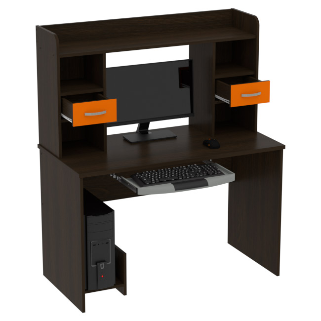 Компьютерный стол КП-СК-7 цвет Венге+Оранж 120/60/141