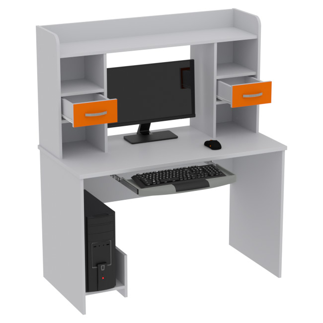 Компьютерный стол КП-СК-7 цвет Серый+Оранж 120/60/141