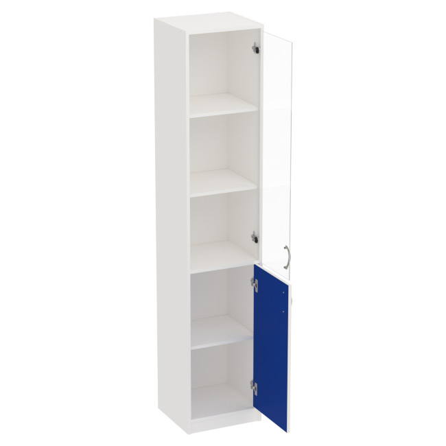 Офисный шкаф СБ-3+А5 проз цвета Белый+Синий 40/37/200 см