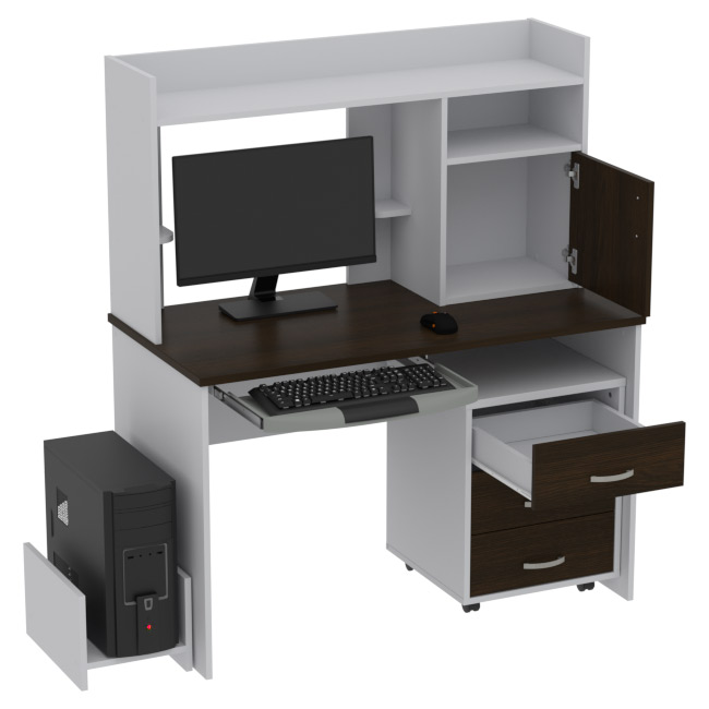 Компьютерный стол КП-СК-1 цвет Серый+Венге 120/60/141 см
