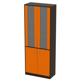 Офисный шкаф ШБ-3+ДВ-62 матовый цвет Венге+Оранж 77/37/200 см