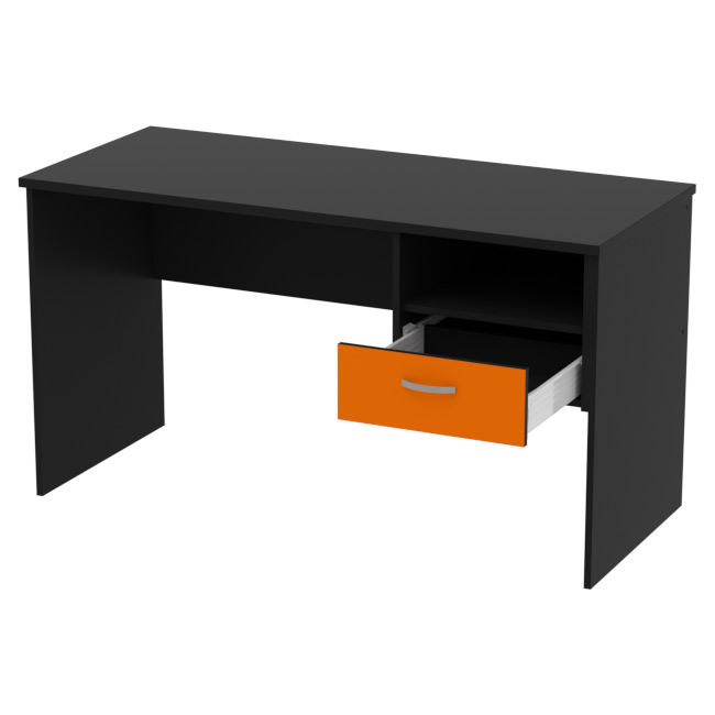 Стол для офиса СТ+1Т-42 цвет Черный + Оранжевый 140/60/76 см