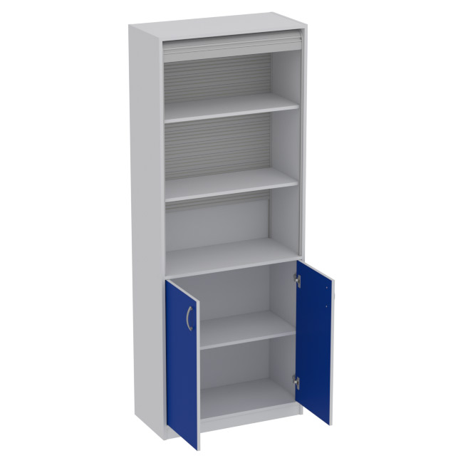 Офисный шкаф ШБЖ-3 цвет Серый+Синий 77/37/200 см