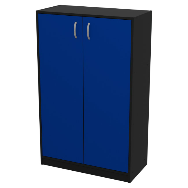 Шкаф для офиса СБ-60+ДВ-60 цвет Черный + Синий 77/37/123 см