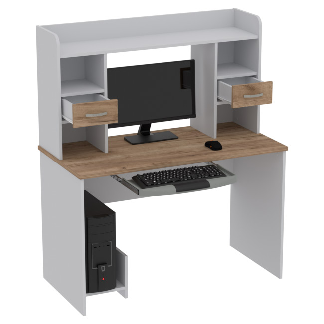 Компьютерный стол КП-СК-7 цвет Серый+Дуб Крафт 120/60/141
