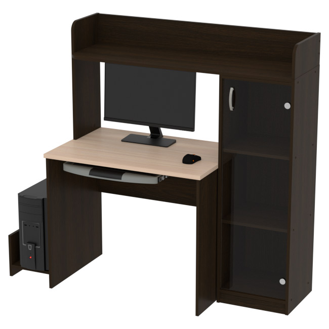 Компьютерный стол КП-СК-2 цвет Венге+Дуб 130/60/141 см