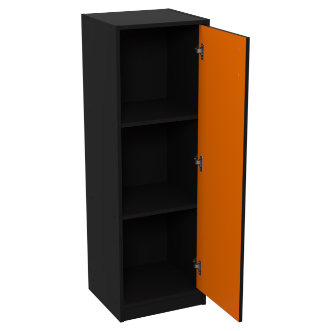 Шкаф для офиса СБ-61+ДВ-61 цвет Черный + Оранж 40/37/123 см
