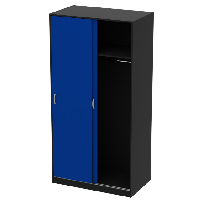 Шкаф для одежды ШК-2 Цвет Черный + Синий 100/58/200
