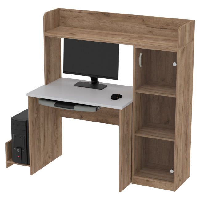 Компьютерный стол КП-СК-2 цвет Дуб Крафт+Серый 130/60/141 см