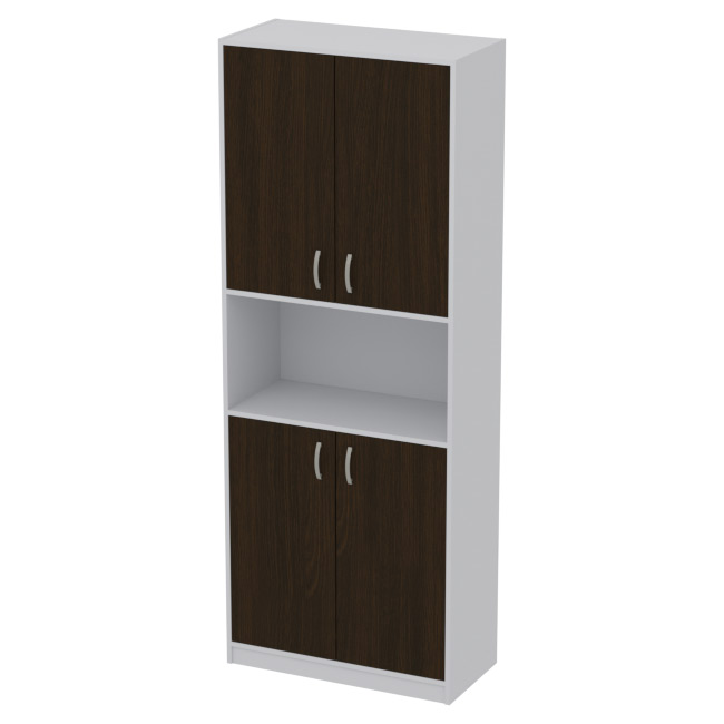 Офисный шкаф ШБ-4 цвет Серый+Венге 77/37/200 см