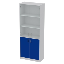 Офисный шкаф ШБ-3+А5 матовый цвет Серый+Синий 77/37/200 см