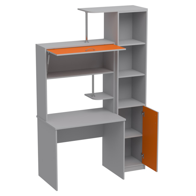 Компьютерный стол СК-14 Серый+Оранж 130/60/202 см