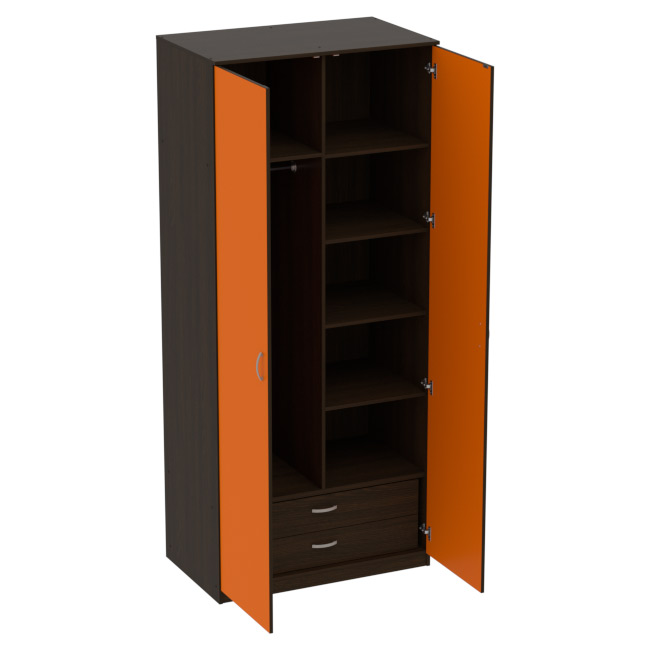 Шкаф для одежды ШО-63 цвет Венге+Оранж 102/63/235 см