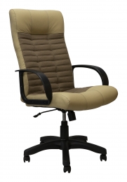 Кресло КР11 ткань+экокожа бежевый/коричневый