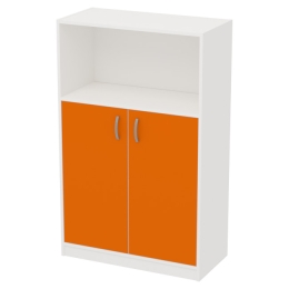 Офисный шкаф СБ-63 цвет Белый+Оранж 77/37/123 см