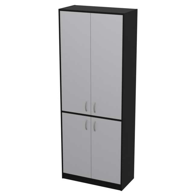 Шкаф для офиса ШБ-3+ДВ-60 цвет Черный + Серый + ХДФ С 77/37/200