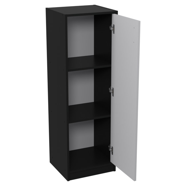 Шкаф для офиса СБ-61+ДВ-61 цвет Черный + Серый + ХДФ С 40/37/123 см
