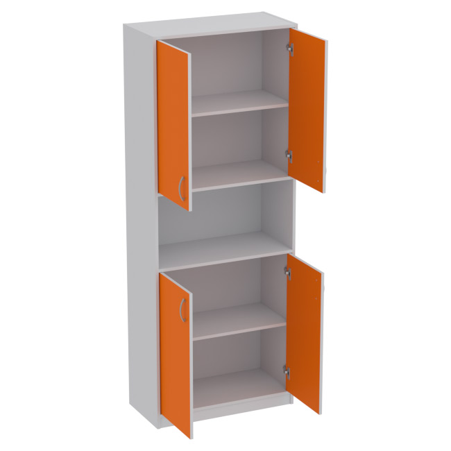 Офисный шкаф ШБ-4 цвет Серый+Оранж 77/37/200 см