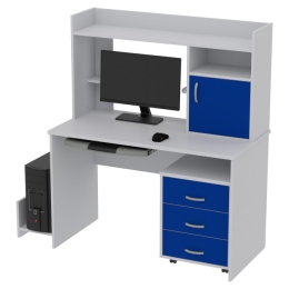 Компьютерный стол КП-СК-1 цвет Серый+Синий 120/60/141