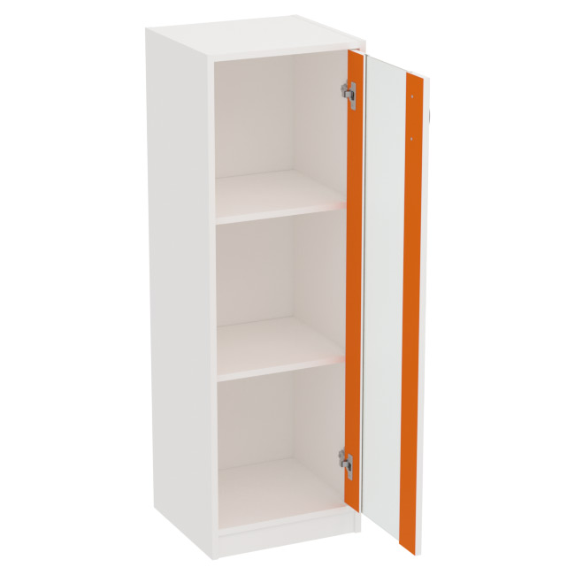 Офисный шкаф СБ-61+ДВ-62 матовый цвет Белый+Оранжевый 40/37/123 см