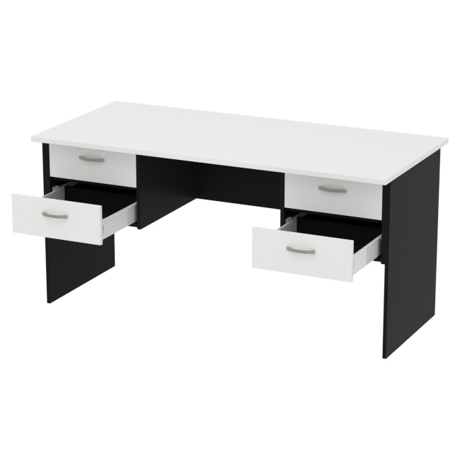 Офисный стол СТ+4Т-10 цвет Черный + Белый 160/73/76 см