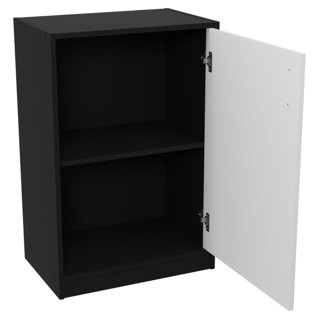 Шкаф для офиса СБ-38+ДВ-46 цвет Черный + Белый 56/37/85 см