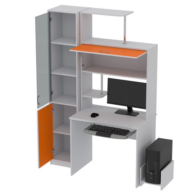 Компьютерный стол КП-СК-13 графит цвет Серый+Оранж 130/60/202 см