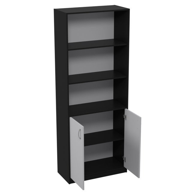 Шкаф для офиса ШБ-3 цвет Черный + Серый + ХДФ С 77/37/200 см
