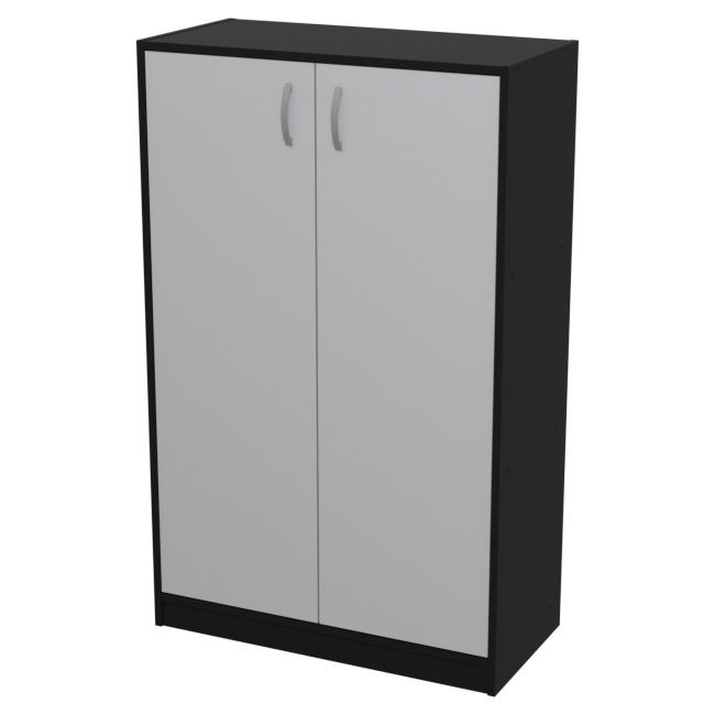 Шкаф для офиса СБ-60+ДВ-60 цвет Черный + Серый + ХДФ С 77/37/123 см