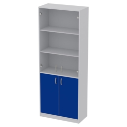 Офисный шкаф ШБ-3+А5 прозр.цвет Серый+Синий 77/37/200 см