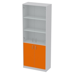 Офисный шкаф ШБ-3+А5 матовый цвет Серый+Оранж 77/37/200 см