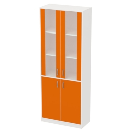 Офисный шкаф ШБ-3+ДВ-62 матовый цвет Белый+Оранж 77/37/200 см