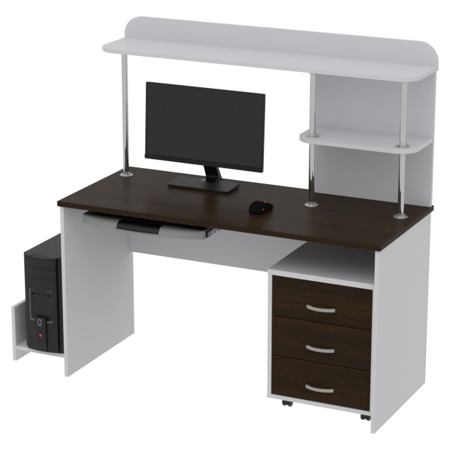 Компьютерный стол КП-СК-11 цвет Серый+Венге 140/60/141,5 см