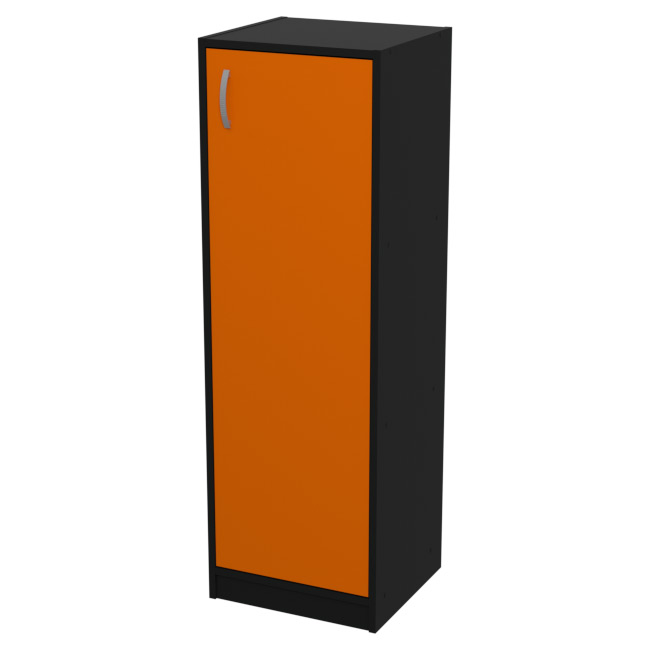 Шкаф для офиса СБ-61+ДВ-61 цвет Черный + Оранж 40/37/123 см