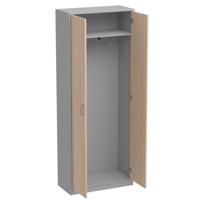 Офисный шкаф для одежды ШО-52 Цвет Серый+Дуб Молочный 77/37/200 см