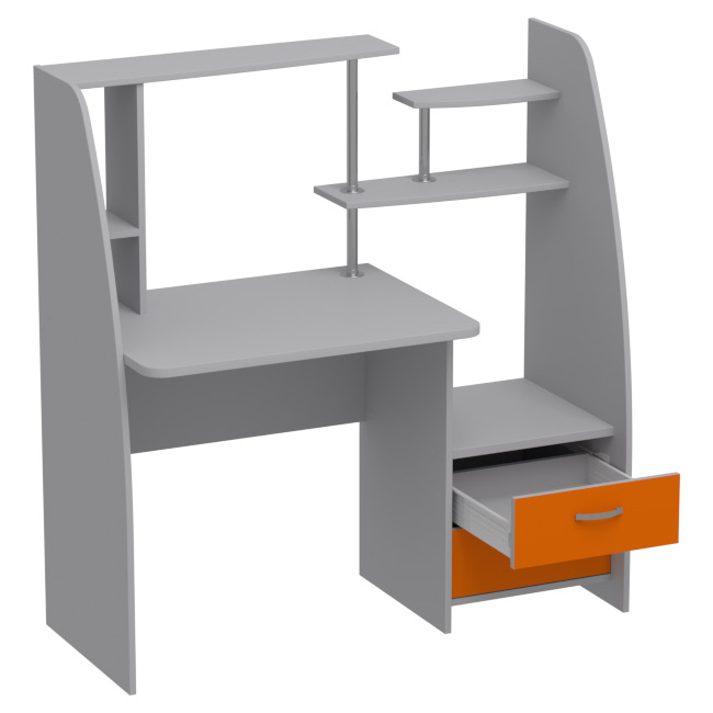 Компьютерный стол СК-29 цвет Серый+Оранж 124/60/130 см