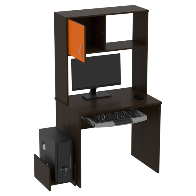 Компьютерный стол КП-СК-6 цвет Венге+Оранж 90/60/163 см
