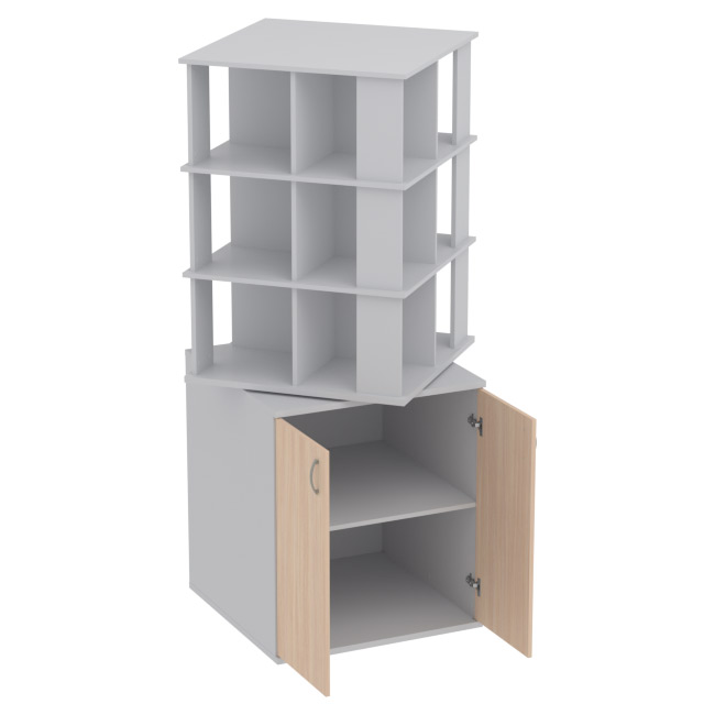 Офисный шкаф ШУВ-3 цвет Серый+Дуб Молочный 77/77/200 см