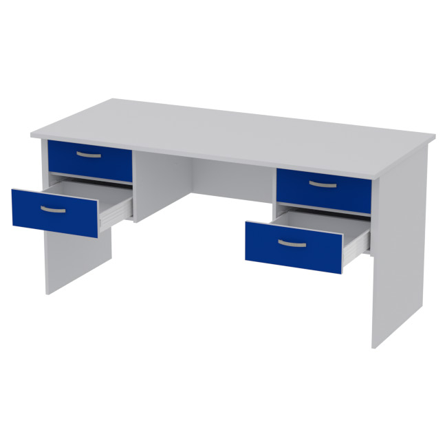 Офисный стол СТ+4Т-10 цвет Серый+Синий 160/73/76 см