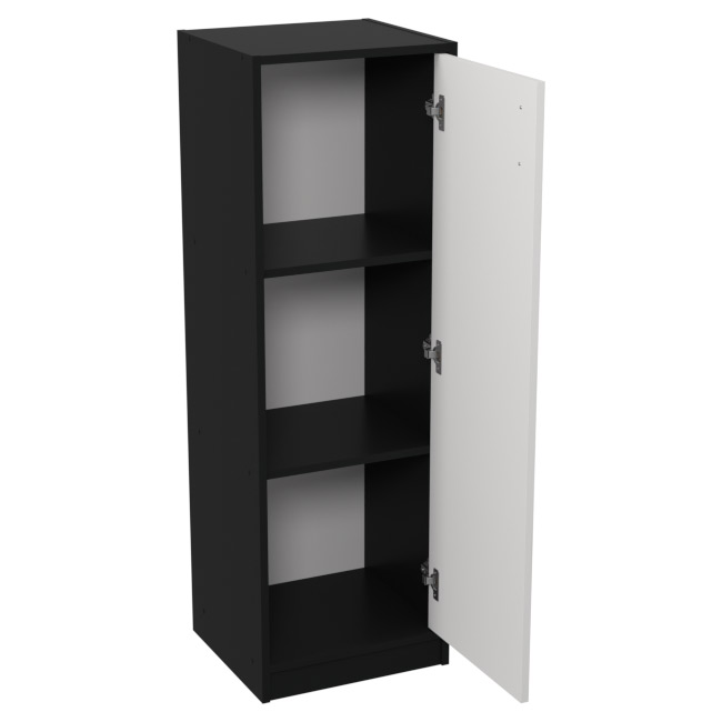 Шкаф для офиса СБ-61+ДВ-61 цвет Черный + Белый + ХДФ Б 40/37/123 см