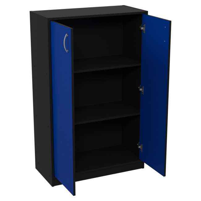 Шкаф для офиса СБ-60+ДВ-60 цвет Черный + Синий 77/37/123 см