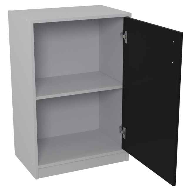 Шкаф для офиса СБ-38+ДВ-46 цвет Серый + Черный 56/37/85 см