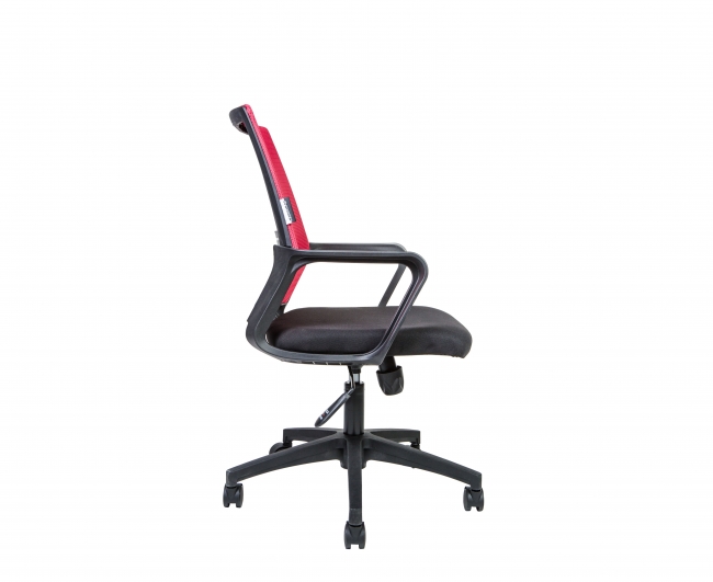 Офисное кресло эконом Бит LB Красный черный пластик / красная сетка / черная ткань