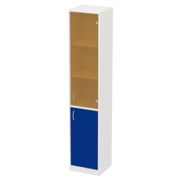 Офисный шкаф СБ-3+А5 тон. Бронза цвет Белый+Синий 40/37/200 см