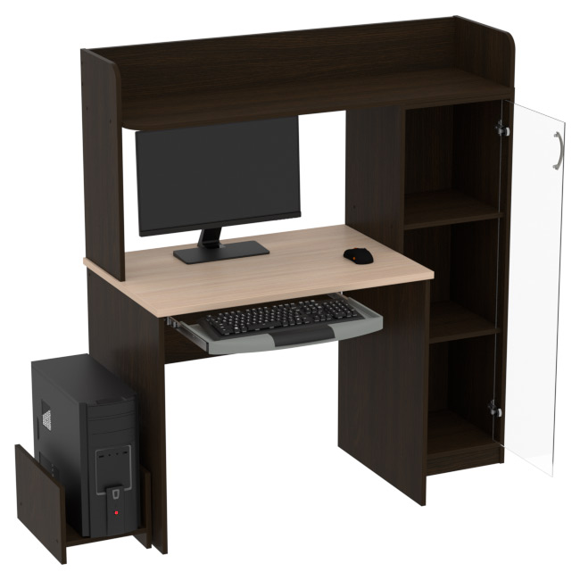 Компьютерный стол КП-СК-2 цвет Венге+Дуб 130/60/141 см
