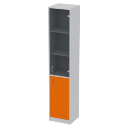 Офисный шкаф СБ-3+А5 графит цвет Серый+Оранж 40/37/200 см