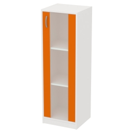 Офисный шкаф СБ-61+ДВ-62 матовый цвет Белый+Оранжевый 40/37/123 см