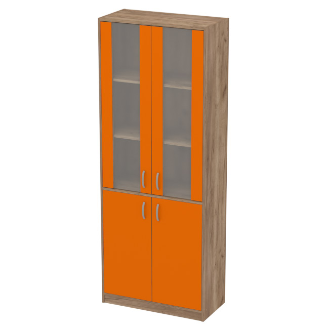 Офисный шкаф ШБ-3+ДВ-62 матовый цвет Дуб Крафт+Оранж 77/37/200 см