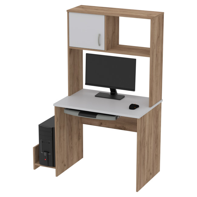 Компьютерный стол КП-СК-6 цвет Дуб Крафт+Серый 90/60/163 см
